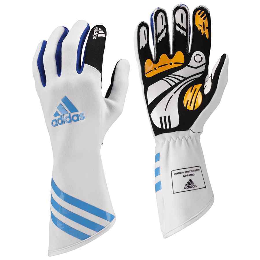 Adidas Kart XLT handschoenen wit cyaan blauw voor karting