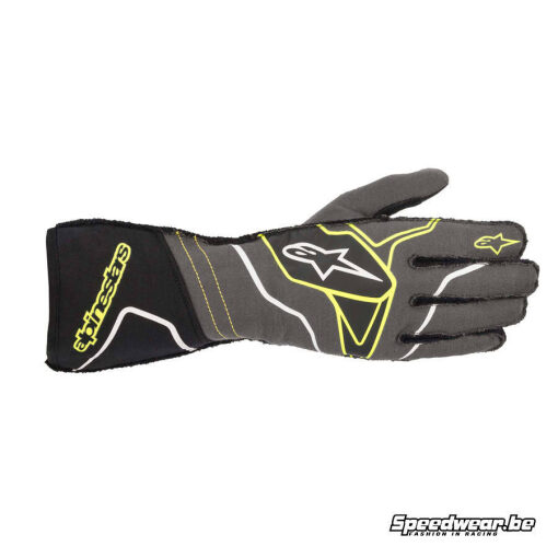 Alpinestars Tech 1 ZX V2 handschoen voor autoraces - Anthraciet Fluo geel Zwart