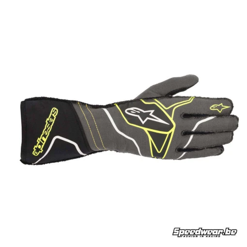 Alpinestars Tech 1 ZX V2 handschoen voor autoraces - Anthraciet Fluo geel Zwart