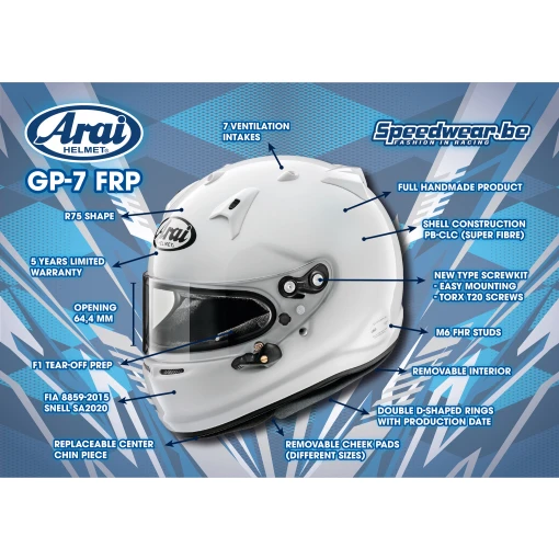 Arai GP7 FRP racing helmet Details