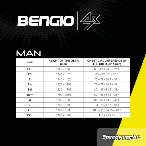 Bengio-AB73 Size Chart Man