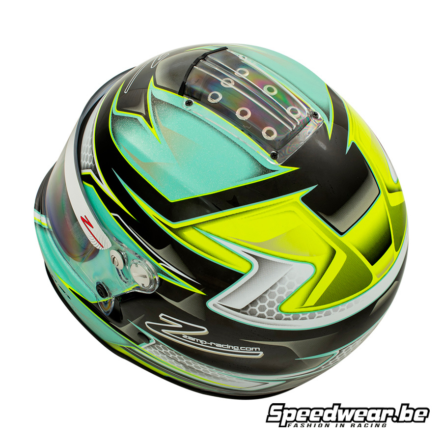Zamp Jongeren Helm voor Kartsport RZ 42 Groen/Zilver